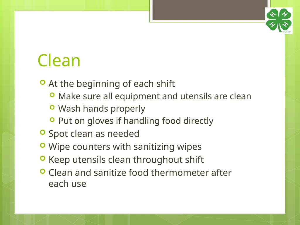 4-H Food Booth Food Safety Training Youth, Adults, - slide 6 of 29