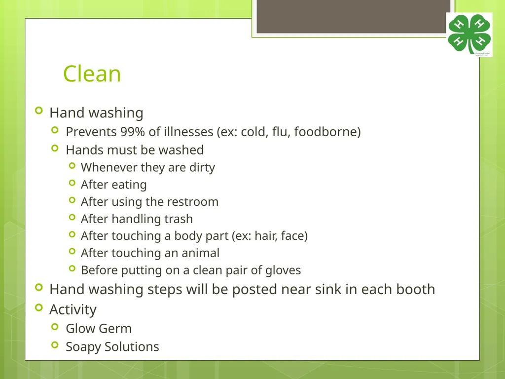 4-H Food Booth Food Safety Training Youth, Adults, - slide 7 of 29