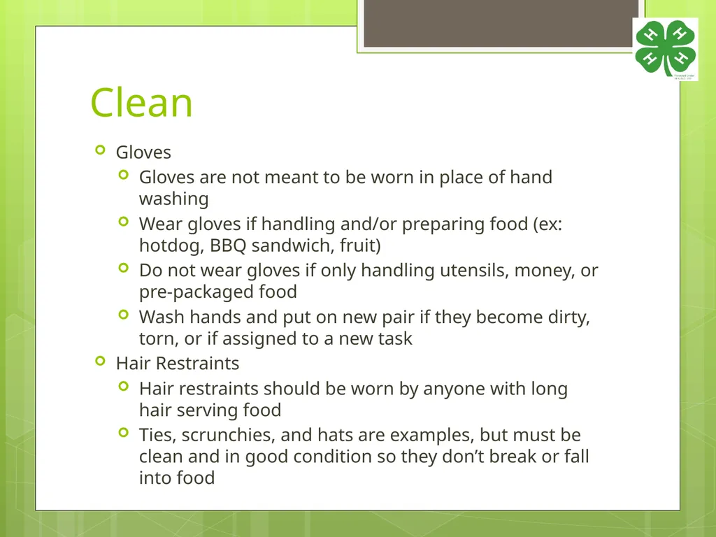 4-H Food Booth Food Safety Training Youth, Adults, - slide 8 of 29