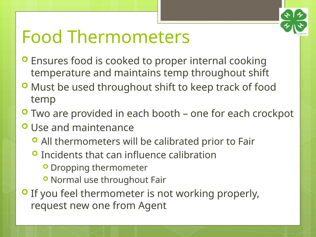 4-H Food Booth Food Safety Training Youth, Adults, - slide 15 of 29