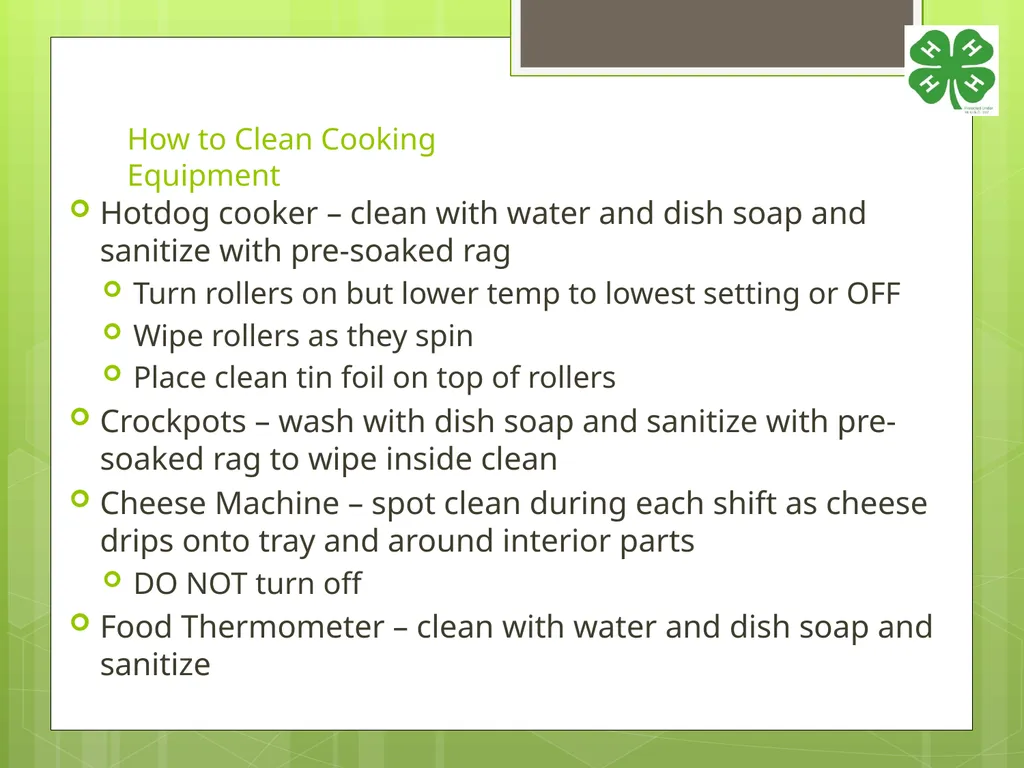 4-H Food Booth Food Safety Training Youth, Adults, - slide 18 of 29