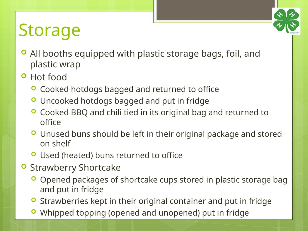 4-H Food Booth Food Safety Training Youth, Adults, - slide 19 of 29