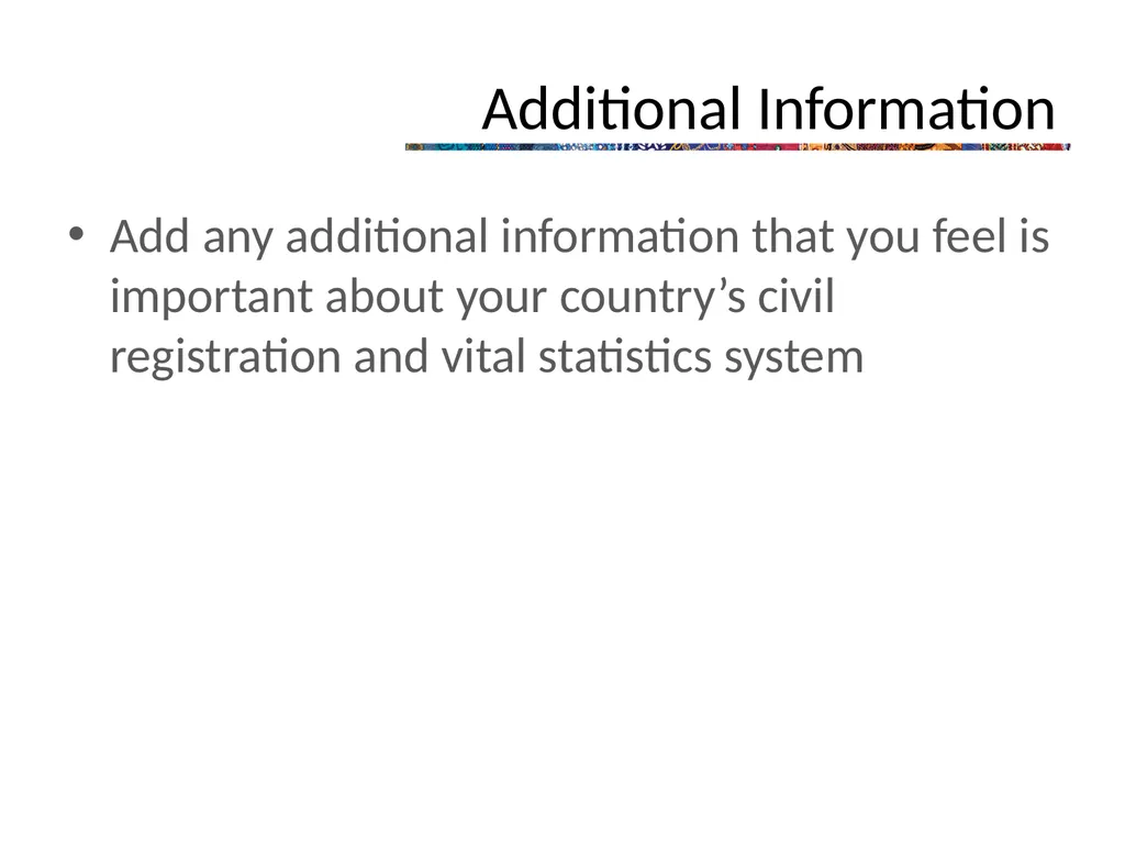 The Civil Registration and Vital Statistics System - slide 16 of 16