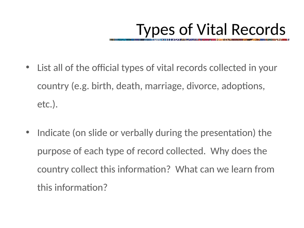The Civil Registration and Vital Statistics System - slide 2 of 16