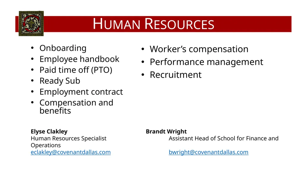 Human Resources The Covenant School 2026-2027 The - slide 3 of 17