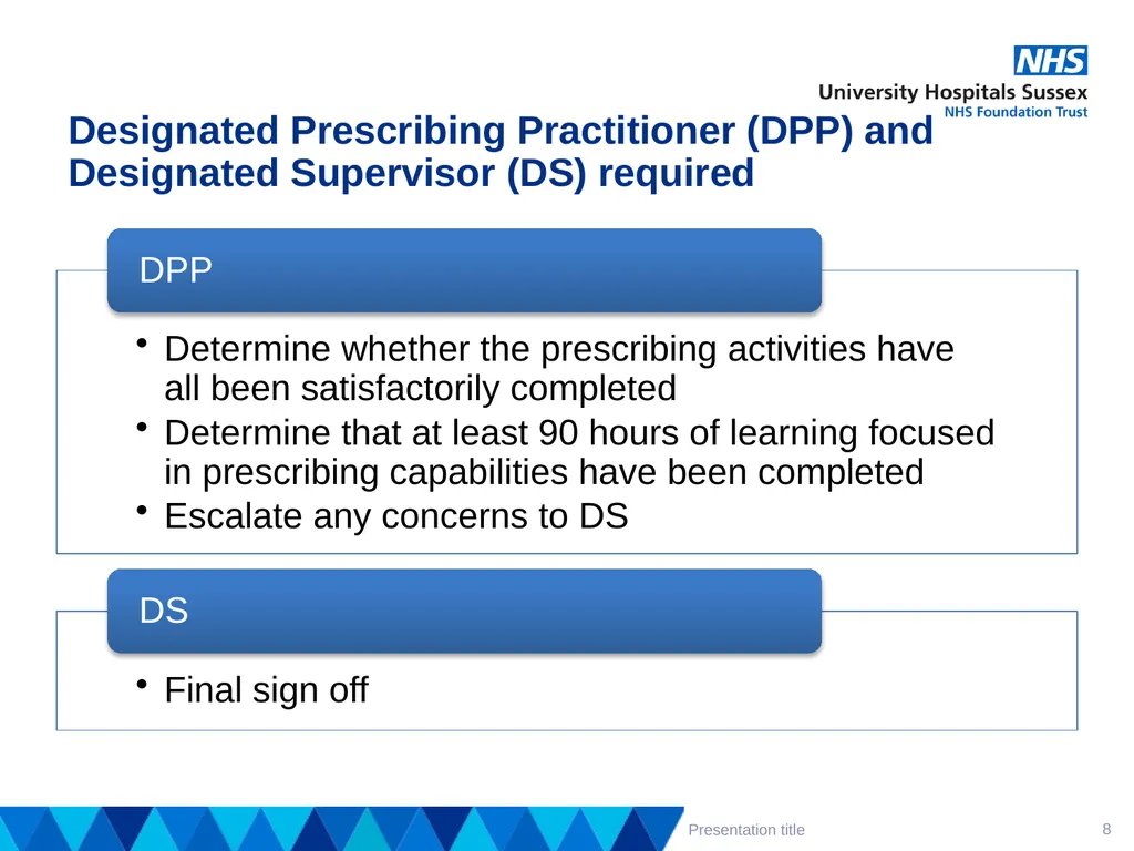 Supporting staff to prescribe effectively – - slide 8 of 14