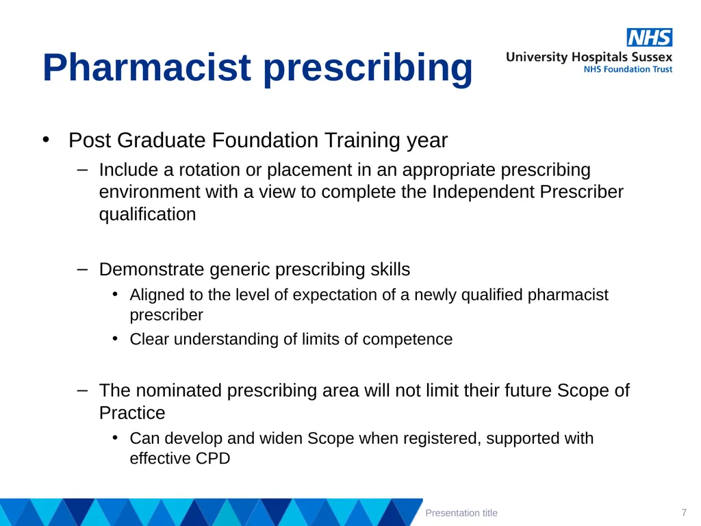 Supporting staff to prescribe effectively – - slide 7 of 14