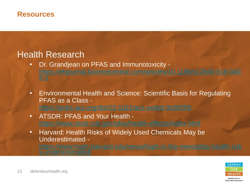 PFAS Contamination of Land and Water PFAS in Maine - slide 13 of 14