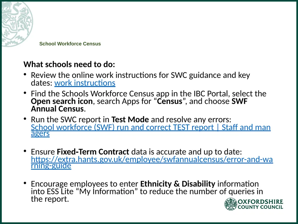 School Workforce Census Change of Process – School - slide 2 of 4