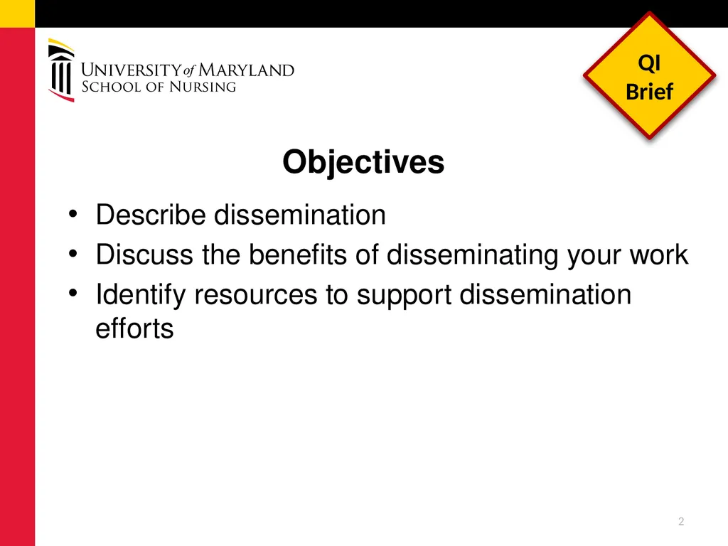 Dissemination of DNP Quality Improvement Projects - slide 2 of 16