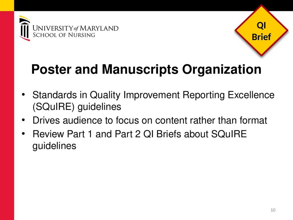 Dissemination of DNP Quality Improvement Projects - slide 10 of 16