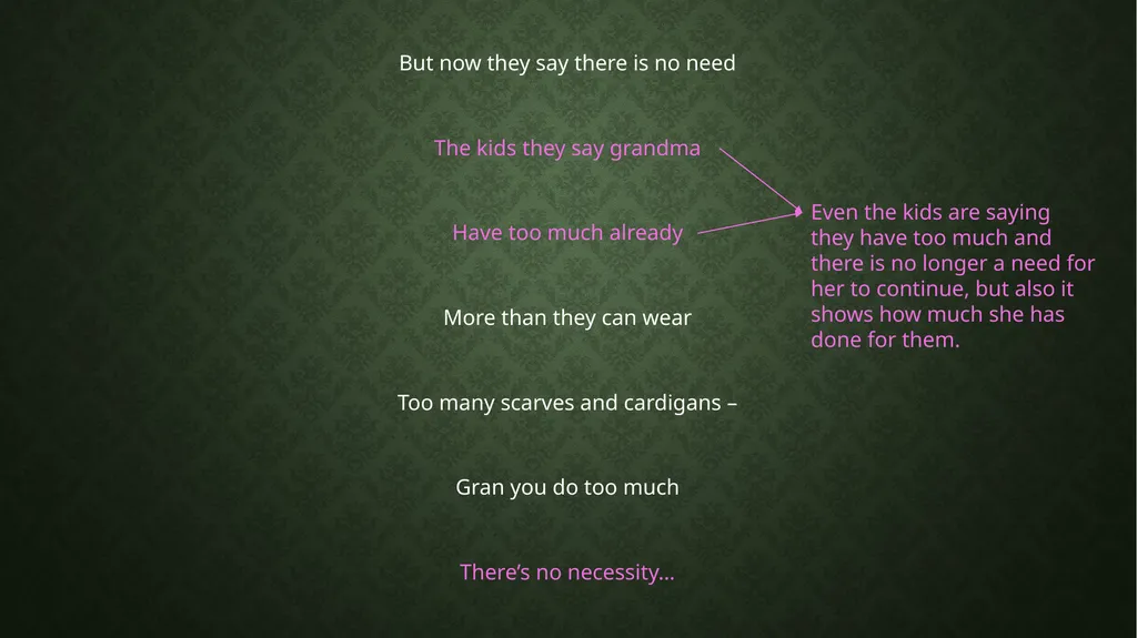 For my grandmother knitting Liz lochhead Theme and - slide 6 of 8
