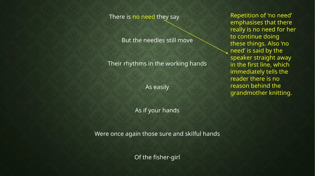 For my grandmother knitting Liz lochhead Theme and - slide 3 of 8