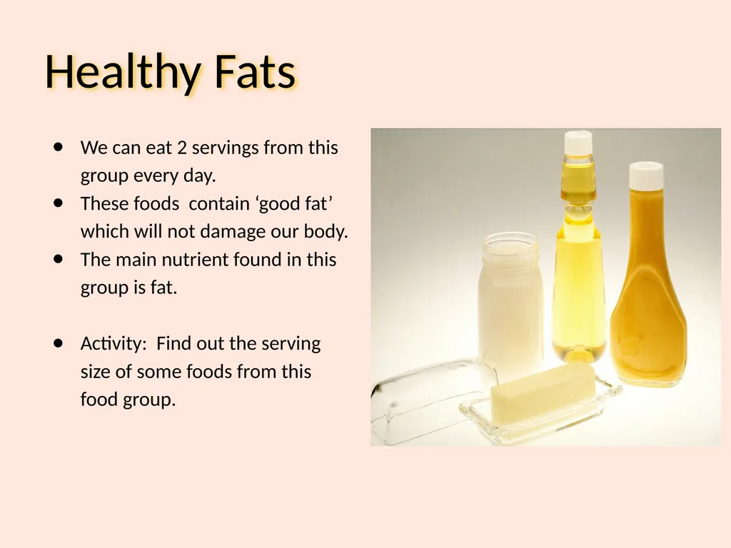 Food Groups Learning Outcomes We will: Know the - slide 8 of 10