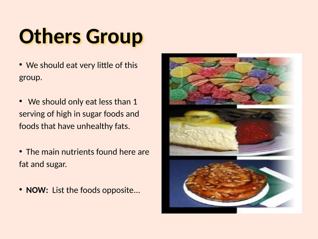 Food Groups Learning Outcomes We will: Know the - slide 9 of 10