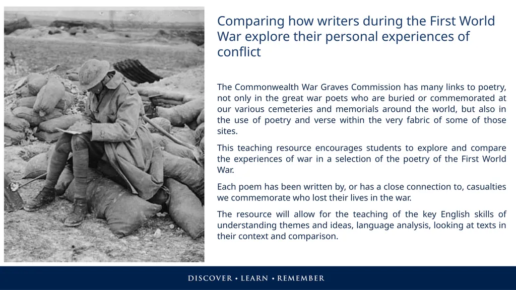First World War Poetry in Context Exploring poetry - slide 2 of 15