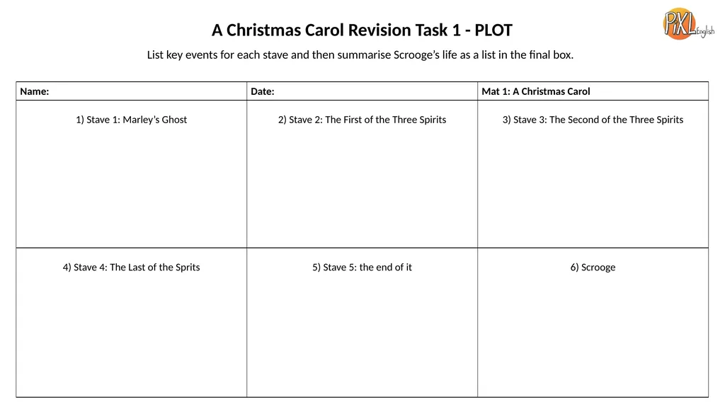 A Christmas Carol REVISION MATS A Christmas Carol - slide 2 of 8