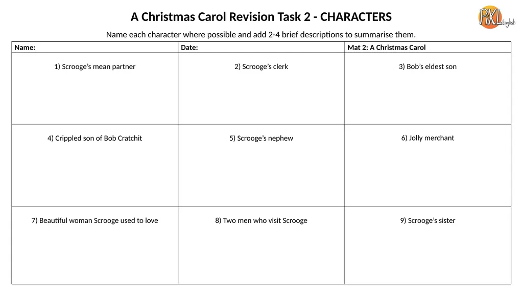 A Christmas Carol REVISION MATS A Christmas Carol - slide 4 of 8
