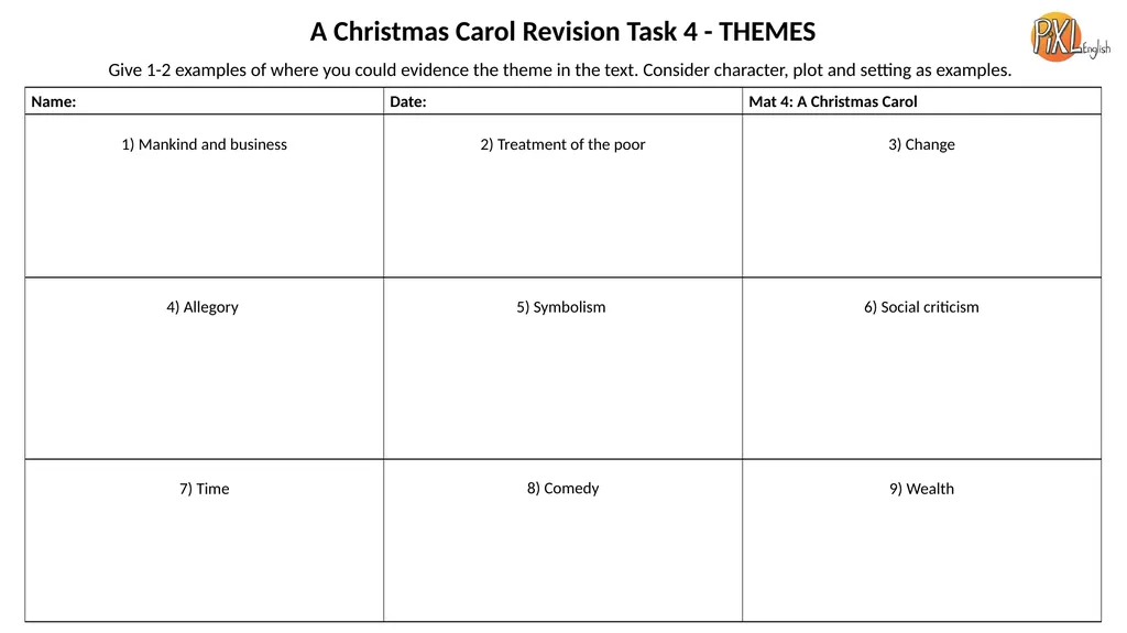 A Christmas Carol REVISION MATS A Christmas Carol - slide 7 of 8