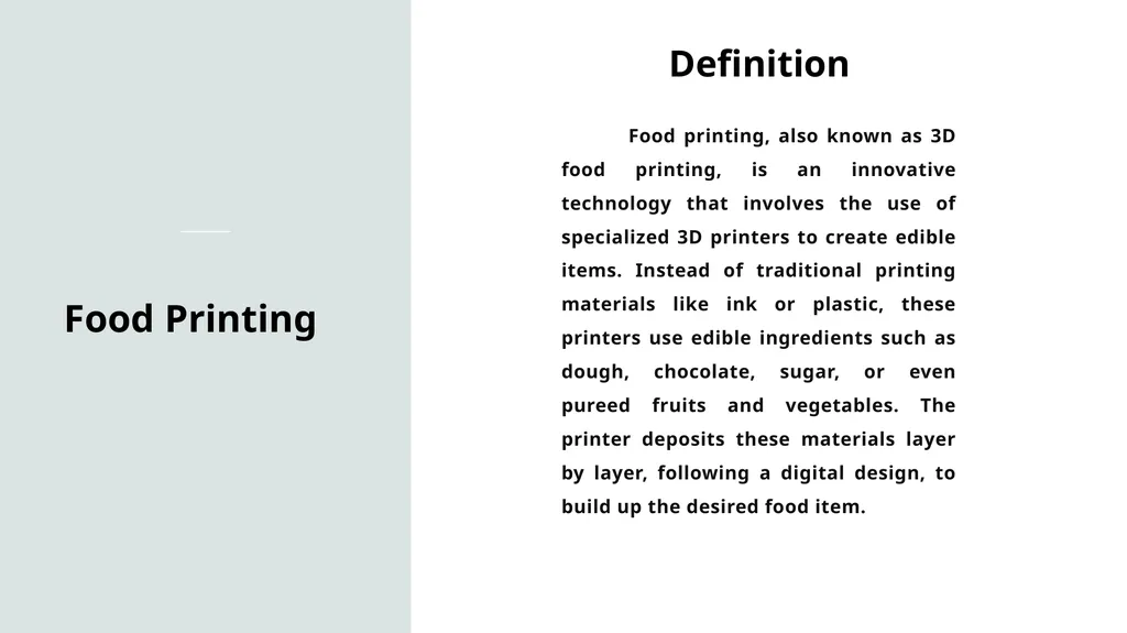 Food Printing Presented by Ms. E.Krithika - slide 2 of 12