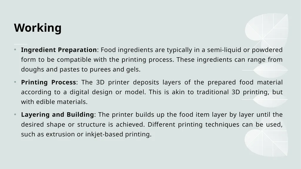 Food Printing Presented by Ms. E.Krithika - slide 8 of 12