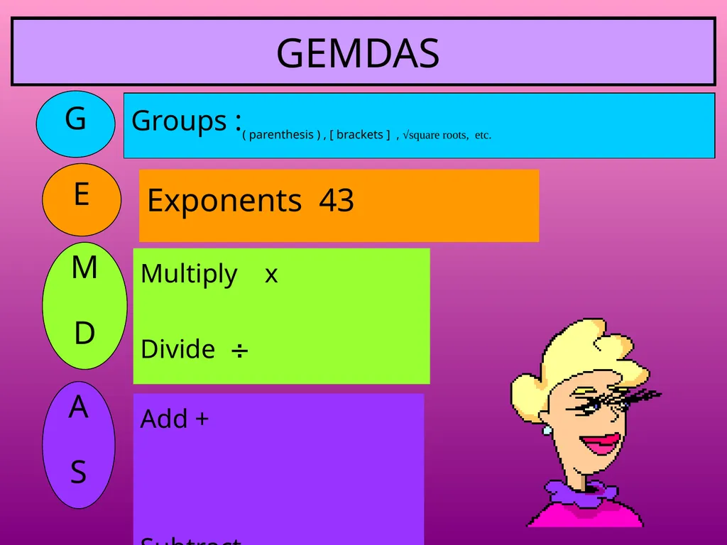 Order of Operations ( ) + X - 43  - slide 4 of 17