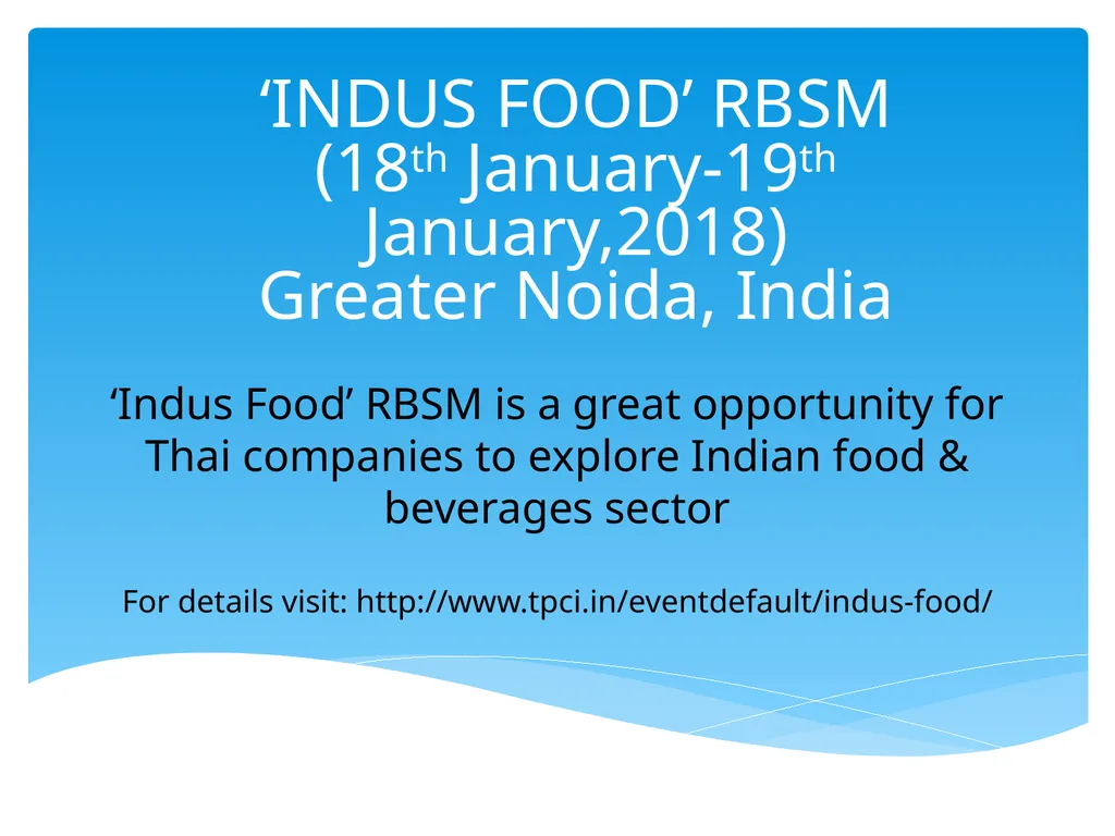 ‘INDUS FOOD’ RBSM (18th January-19th January,2018)