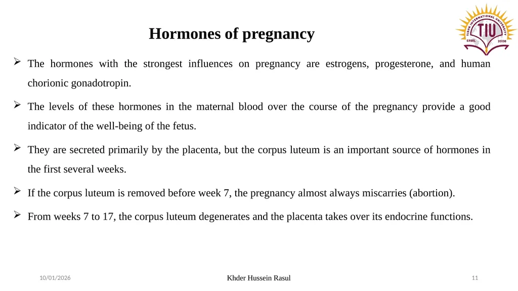 Spring Semester Course Name : Endocrinology Stage: - slide 11 of 17