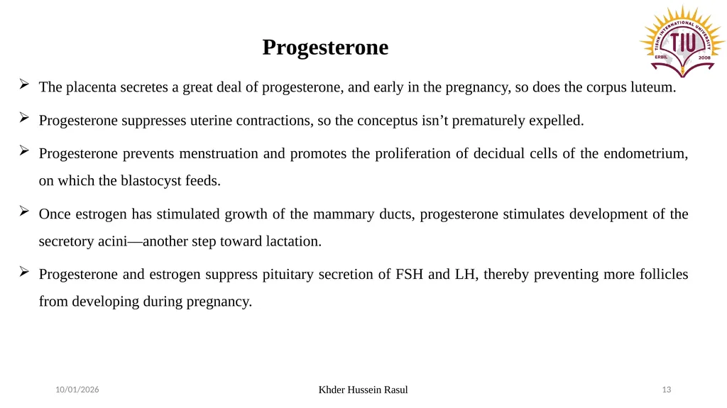 Spring Semester Course Name : Endocrinology Stage: - slide 13 of 17