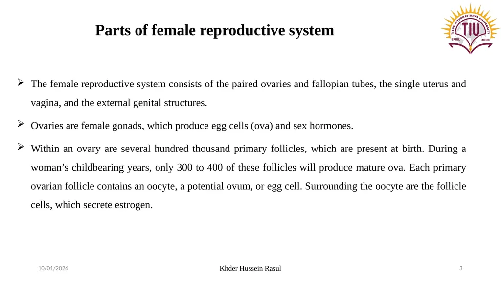 Spring Semester Course Name : Endocrinology Stage: - slide 3 of 17