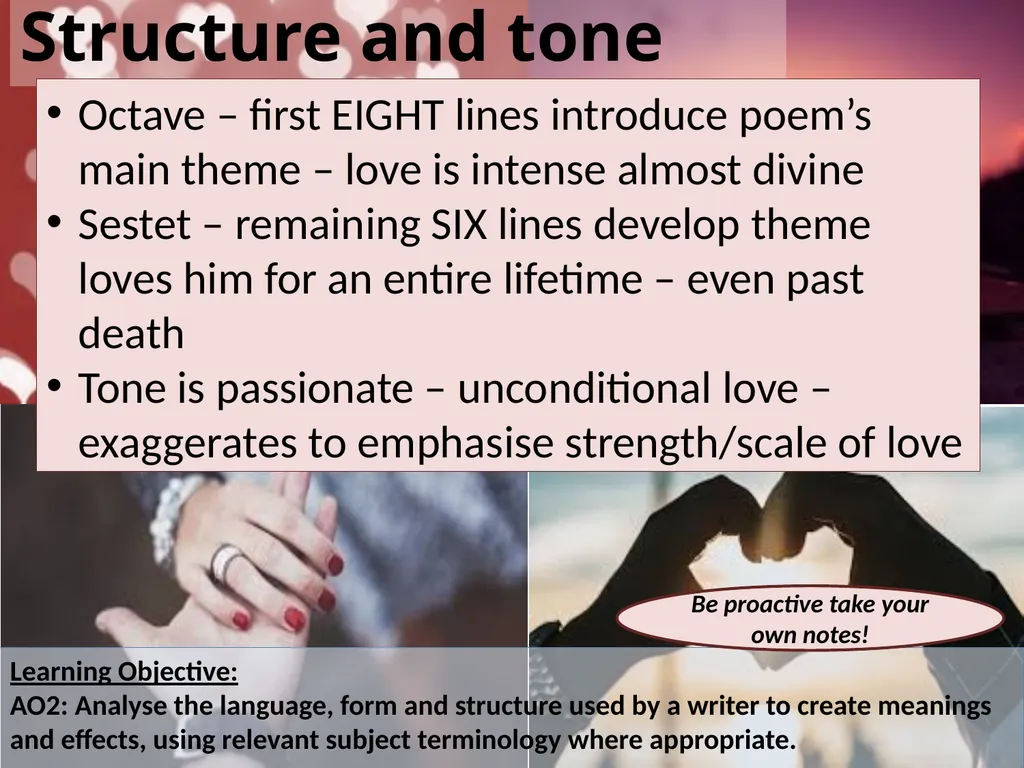 Learning Objective: AO2: Analyse the language, - slide 11 of 13