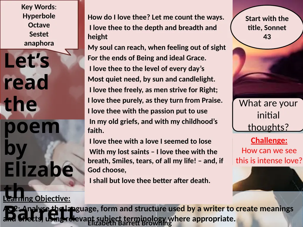 Learning Objective: AO2: Analyse the language, - slide 3 of 13