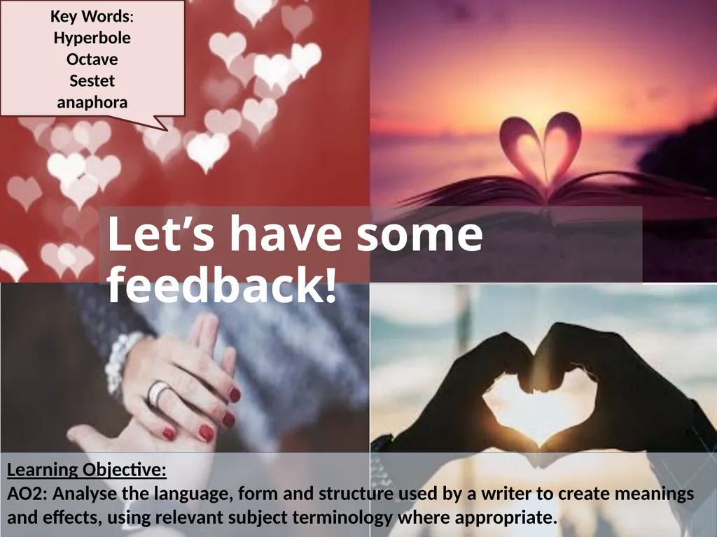 Learning Objective: AO2: Analyse the language, - slide 4 of 13