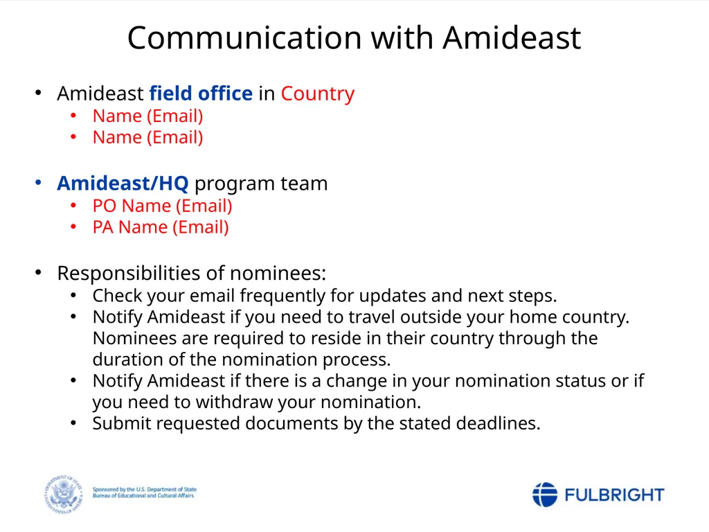 Fulbright Foreign Student Program Post-Nomination - slide 35 of 37