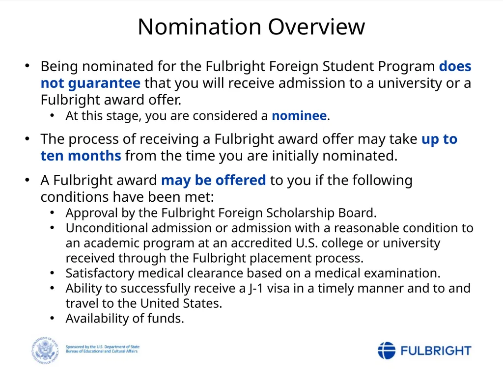 Fulbright Foreign Student Program Post-Nomination - slide 9 of 37