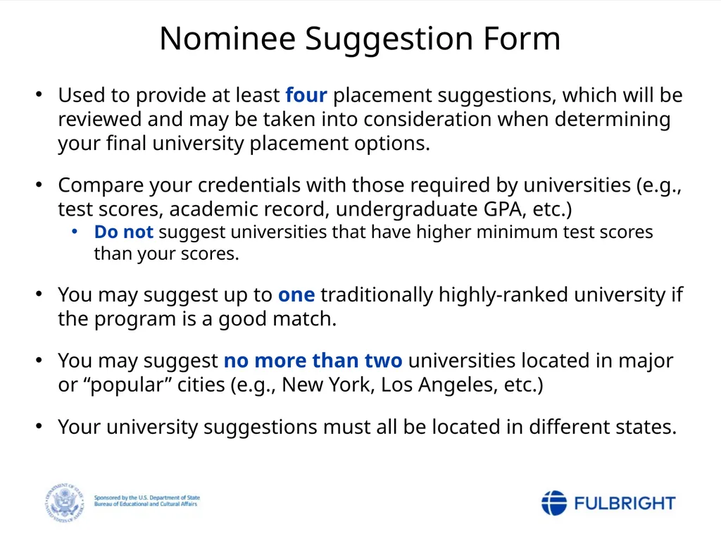 Fulbright Foreign Student Program Post-Nomination - slide 16 of 37