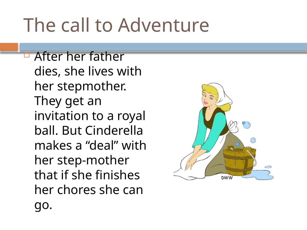 A hero’s Journey -Cinderella Sample Student Work - slide 3 of 13