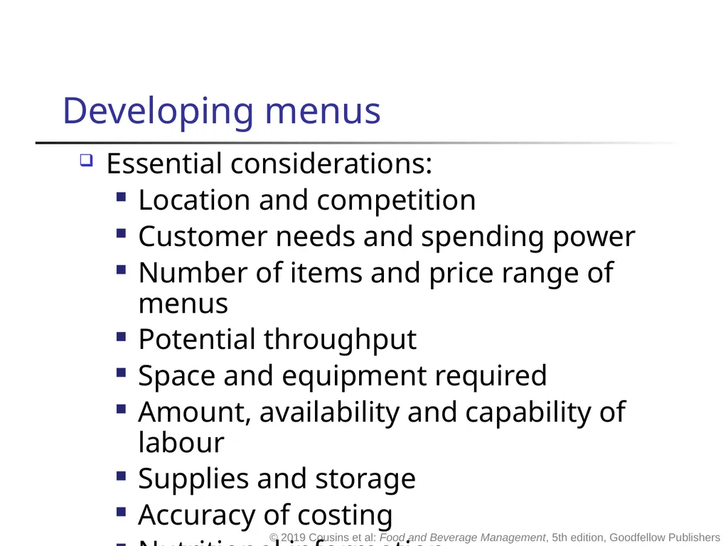 Food and Beverage Management fifth edition Chapter - slide 21 of 35