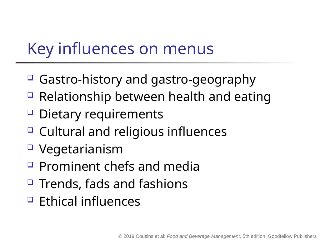 Food and Beverage Management fifth edition Chapter - slide 12 of 35