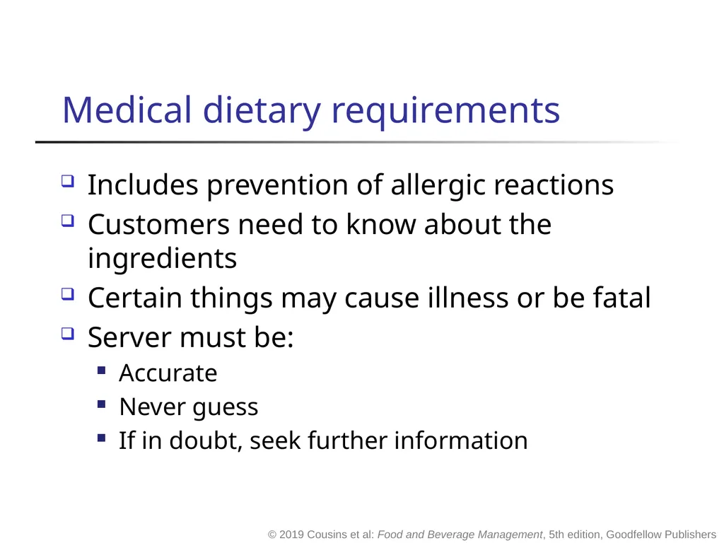 Food and Beverage Management fifth edition Chapter - slide 15 of 35