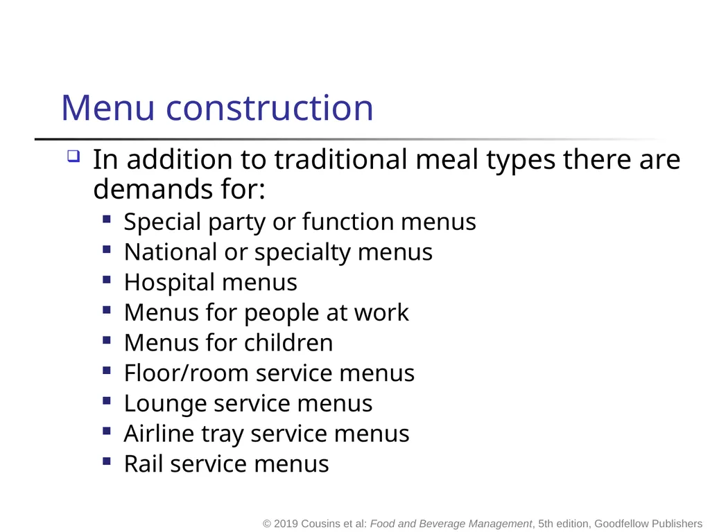 Food and Beverage Management fifth edition Chapter - slide 10 of 35