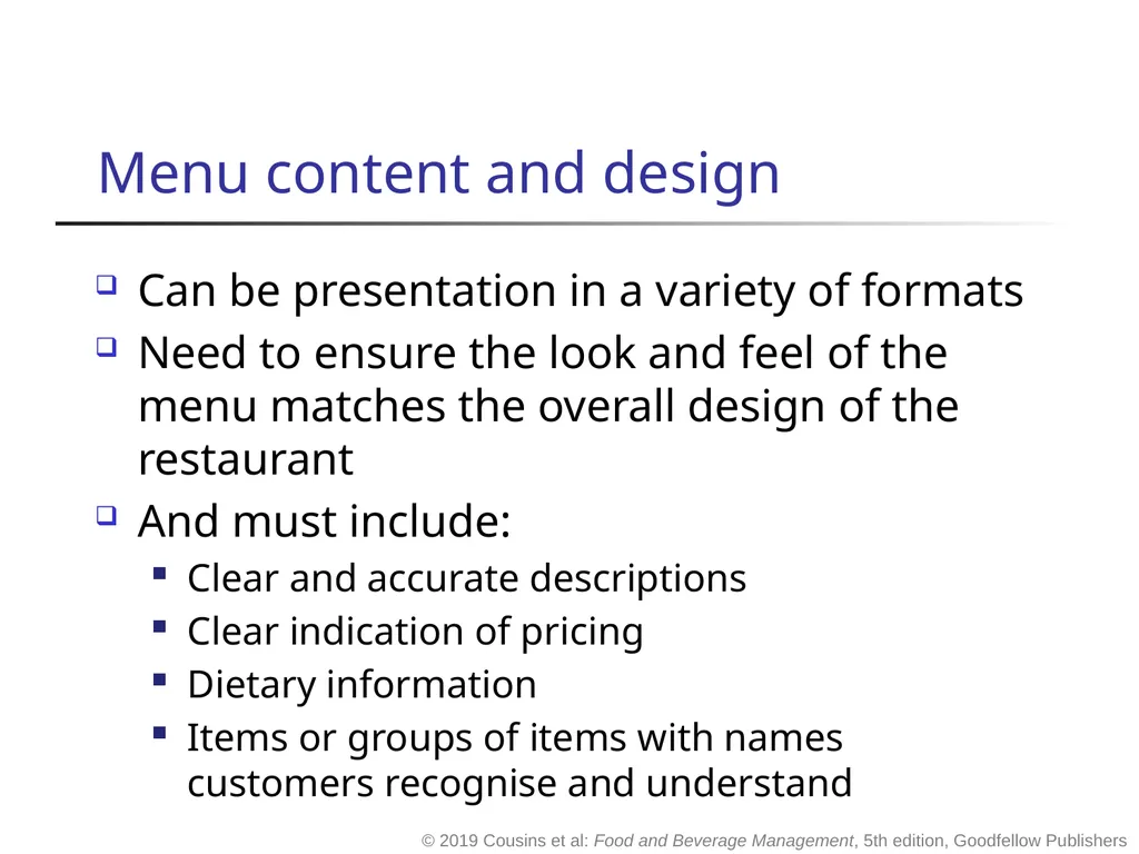 Food and Beverage Management fifth edition Chapter - slide 23 of 35