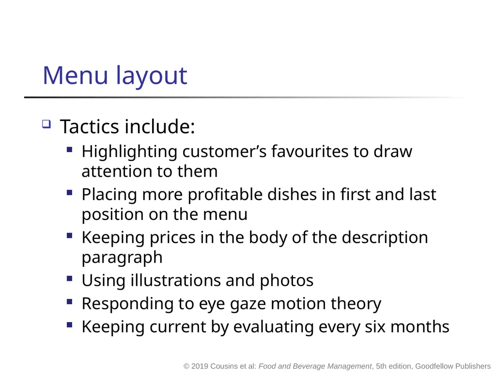 Food and Beverage Management fifth edition Chapter - slide 24 of 35