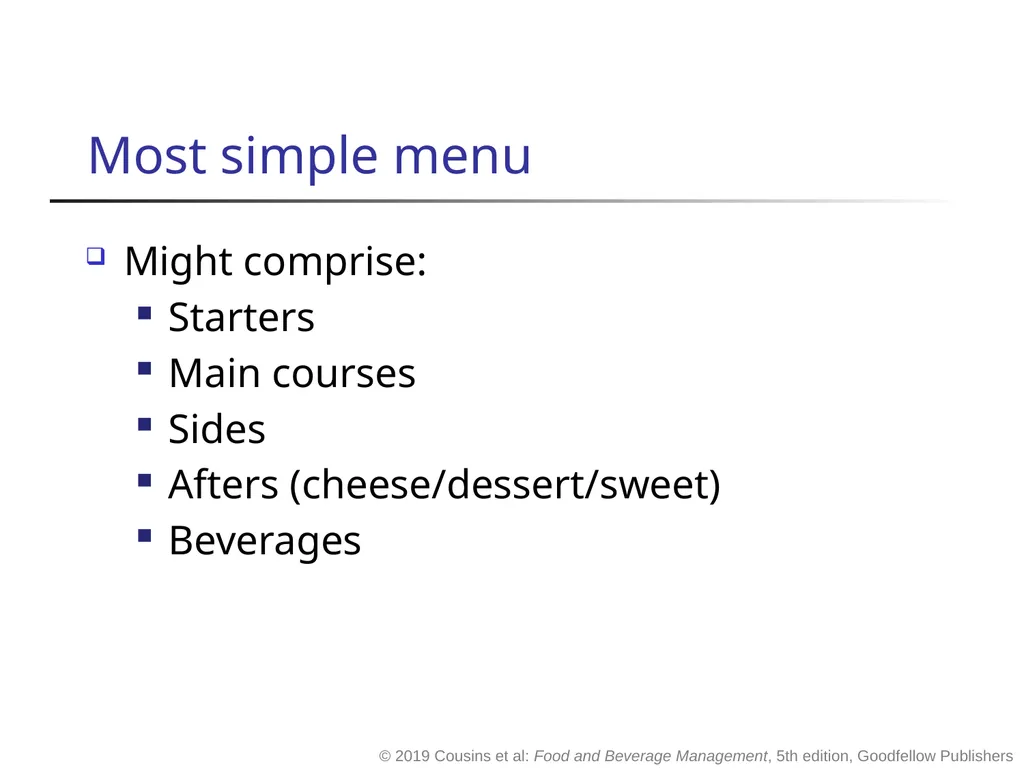 Food and Beverage Management fifth edition Chapter - slide 8 of 35