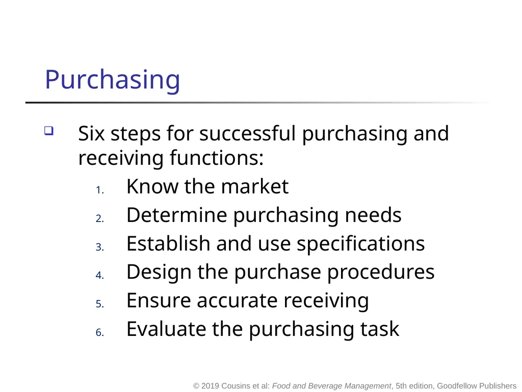 Food and Beverage Management fifth edition Chapter - slide 31 of 35