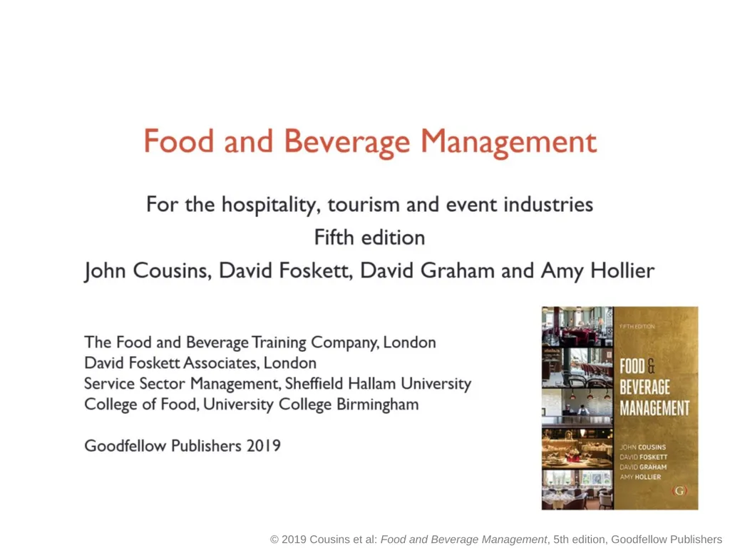 Food and Beverage Management fifth edition Chapter - slide 35 of 35