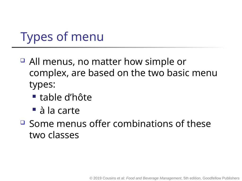 Food and Beverage Management fifth edition Chapter - slide 5 of 35