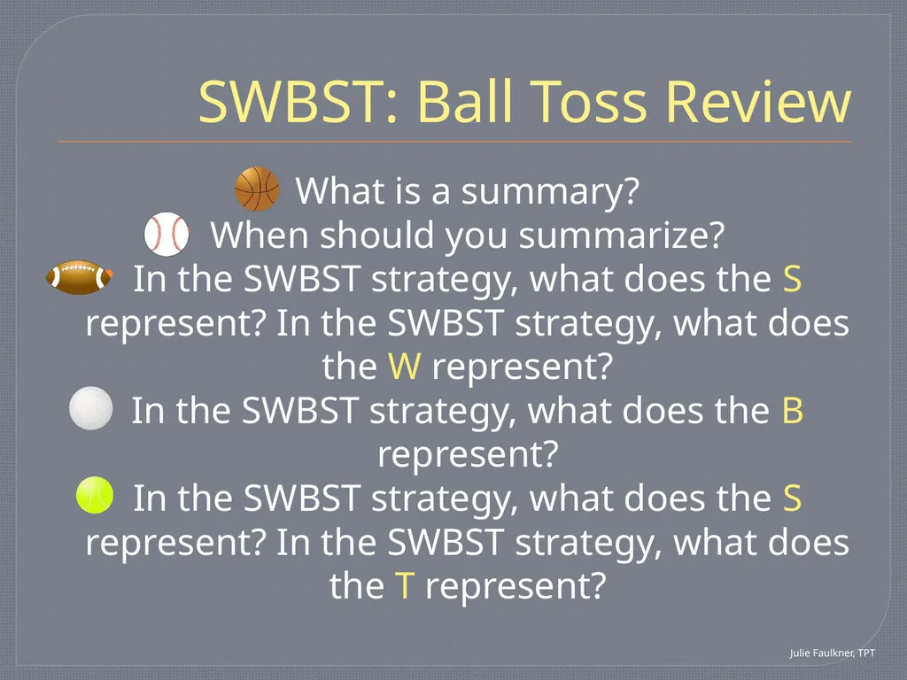 SWBST: A Summarizing Strategy Teaching Pack Tools - slide 14 of 15