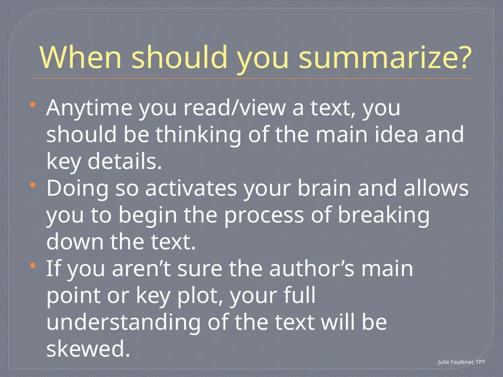 SWBST: A Summarizing Strategy Teaching Pack Tools - slide 5 of 15