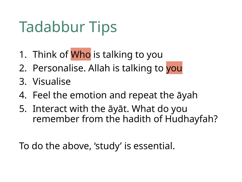 Starter Lesson 3 How to develop khushu Tadabbur - slide 10 of 15